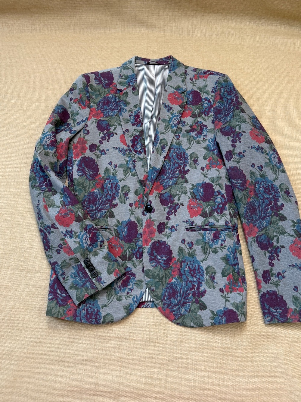 Zara Floral Jersey-like Texture Blazer Jacket